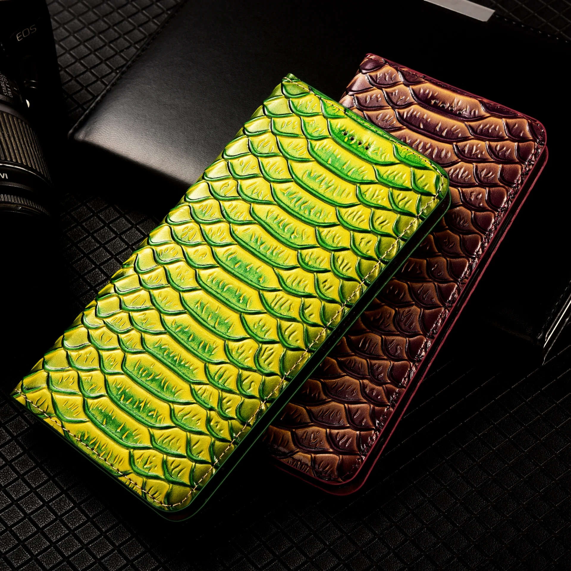 

Dragon Scale Pattern Phone Case for Tecno Camon 12 15 16 16S 17 17P 18 18T 18i 18P 19 Air Premie Neo Genuine Leather Flip Cover