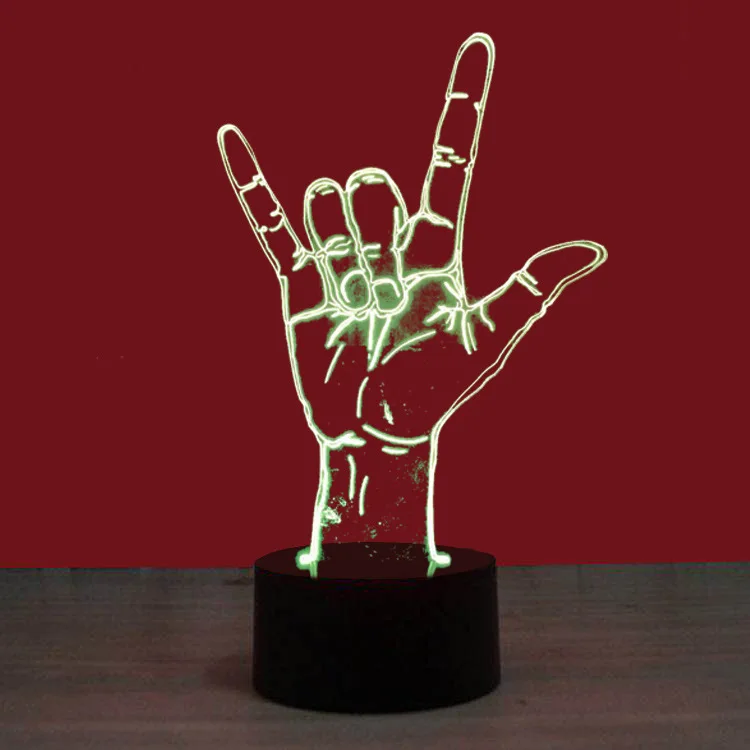 

Night Light Ornaments 3D Optical Illusion I Love You Sign Language Usb Led Lamp Table Romantic Valentine's Day Decoration Props