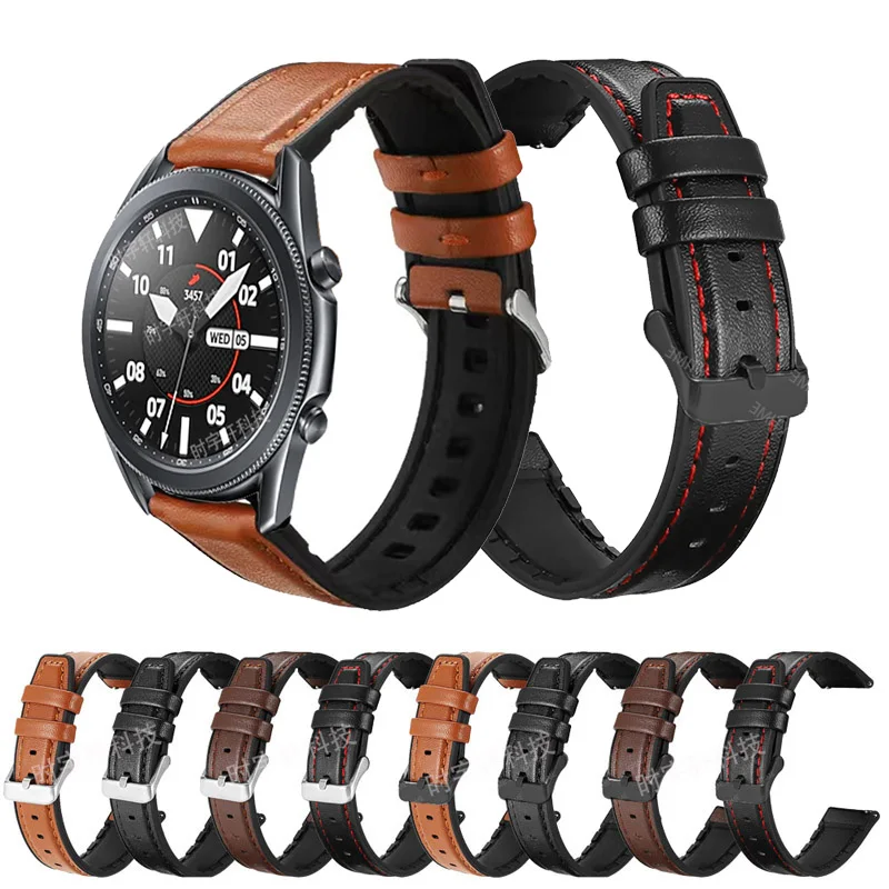 

20mm 22mm Leather Silicone 2in1 Strap For Samsung Galaxy 3 41mm 45mm/Watch 42mm 46mm/ Gear S3/S2/Sport Watchband Bracelet Correa