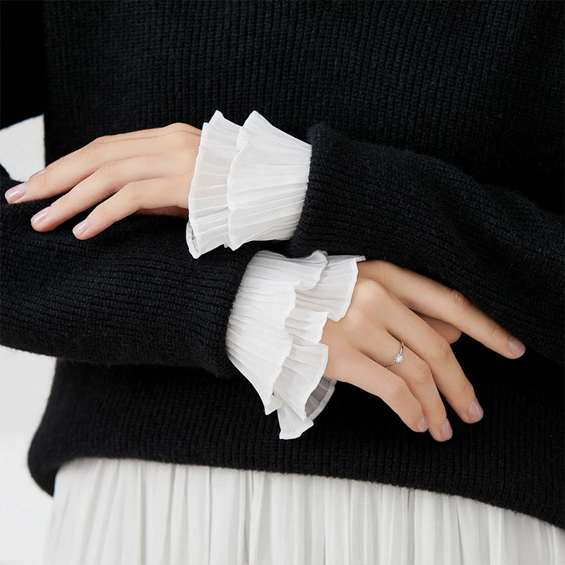 

Lace Cutout Elbow Sleeve Cuff Fake Flare Sleeves Arm Cover Wrist Warmers Sweater Scar Cover Gloves Female Ruffles Fake Sleeves