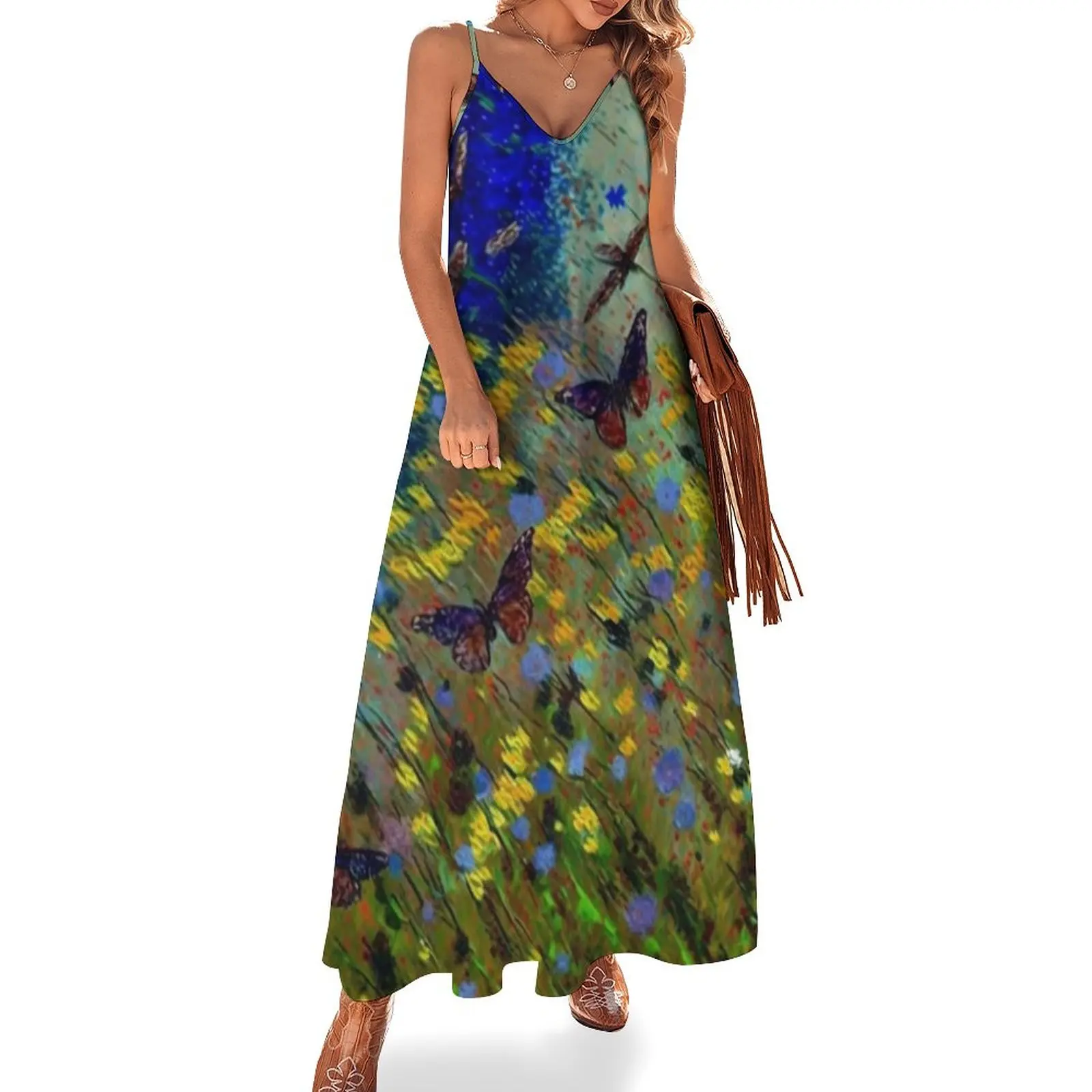 Summer Dresses for Women 2023 Loose Fit High Waist V-Neck Vestidos Cami Strap Oil Painting Flowers Print Casual Women Maxi Dress
Summer Dresses for Women 2023 Loose Fit High Waist V-Neck Vestidos Cami Strap Oil Painting Flowers Print Casual Women Maxi Dress