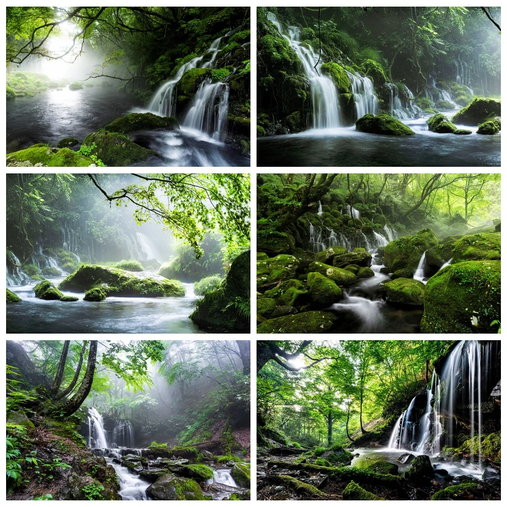 

Waterfall Mountain Water Photography Backdrop Spring Summer River Lake Forest Jungle Natural Landscape Portrait Photo Background