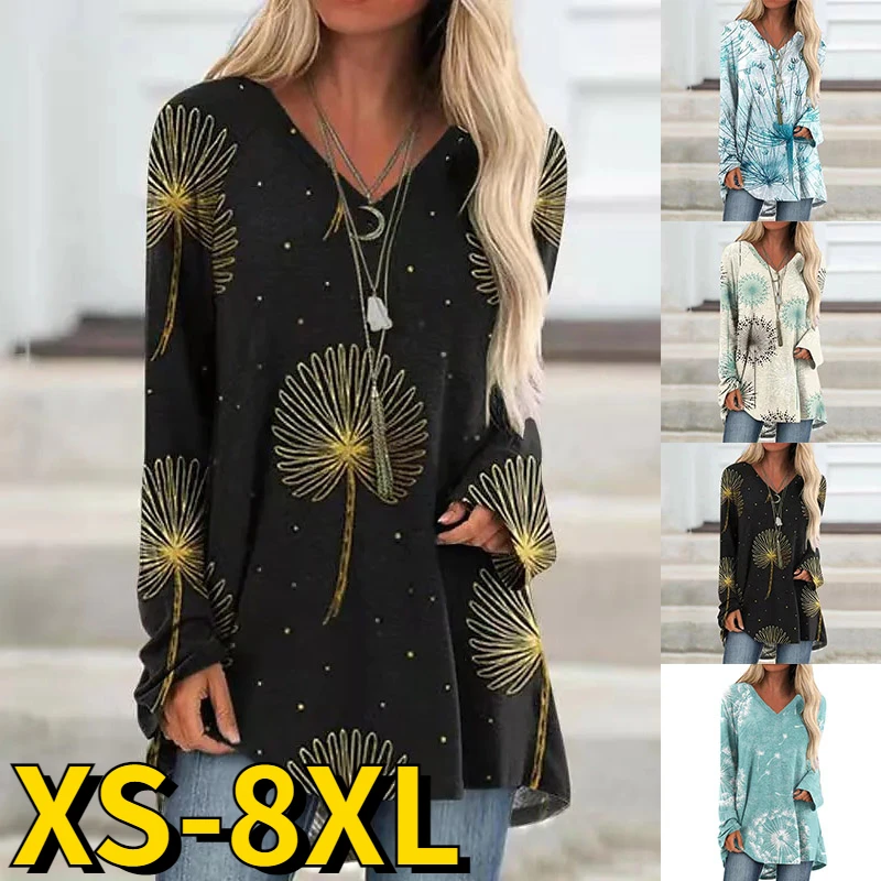 2022 Women's Retro T-shirt Dandelion Print Top Autumn Winter Fashion V-neck Long Sleeve Elegant Loose Size Pullover Tee Shirt
2022 Women's Retro T-shirt Dandelion Print Top Autumn Winter Fashion V-neck Long Sleeve Elegant Loose Size Pullover Tee Shirt