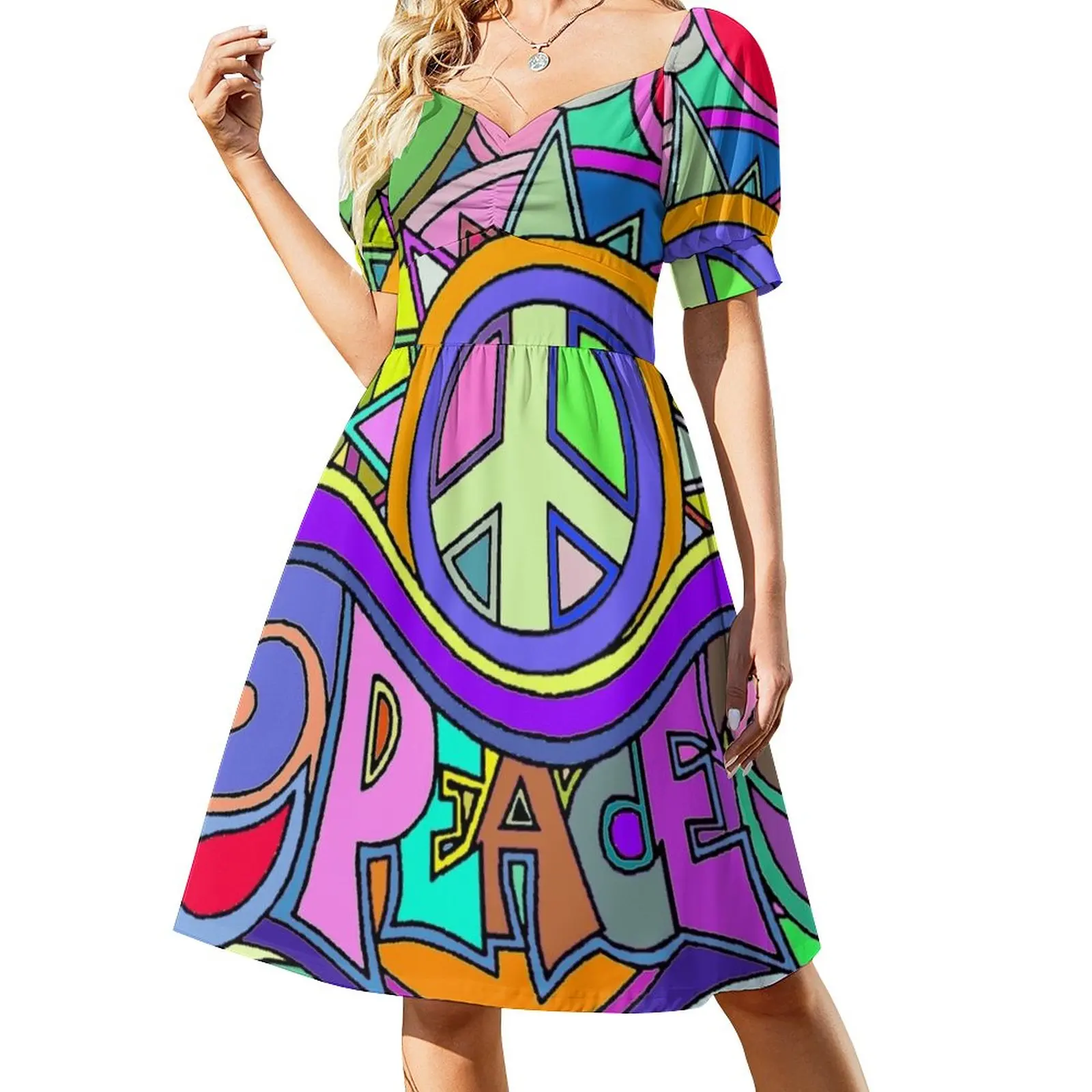 

Colorful Trippy Hippy Art Dress Clothing dresses with long sleeves Prom gown