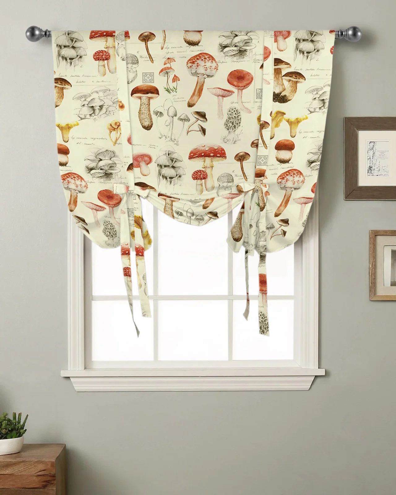 

Винтажные кухонные Короткие шторы в виде грибов, карманные занавески для окон, домашний декор, маленькие римские занавески для спальни