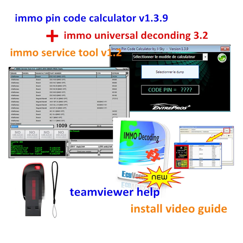 

NEWEST IMMO SERVICE TOOL V1.2+IMMO Universal Decoding 3.2 with free keygen+IMMO Pin Code Calculator V1.3.9 +install video guide
