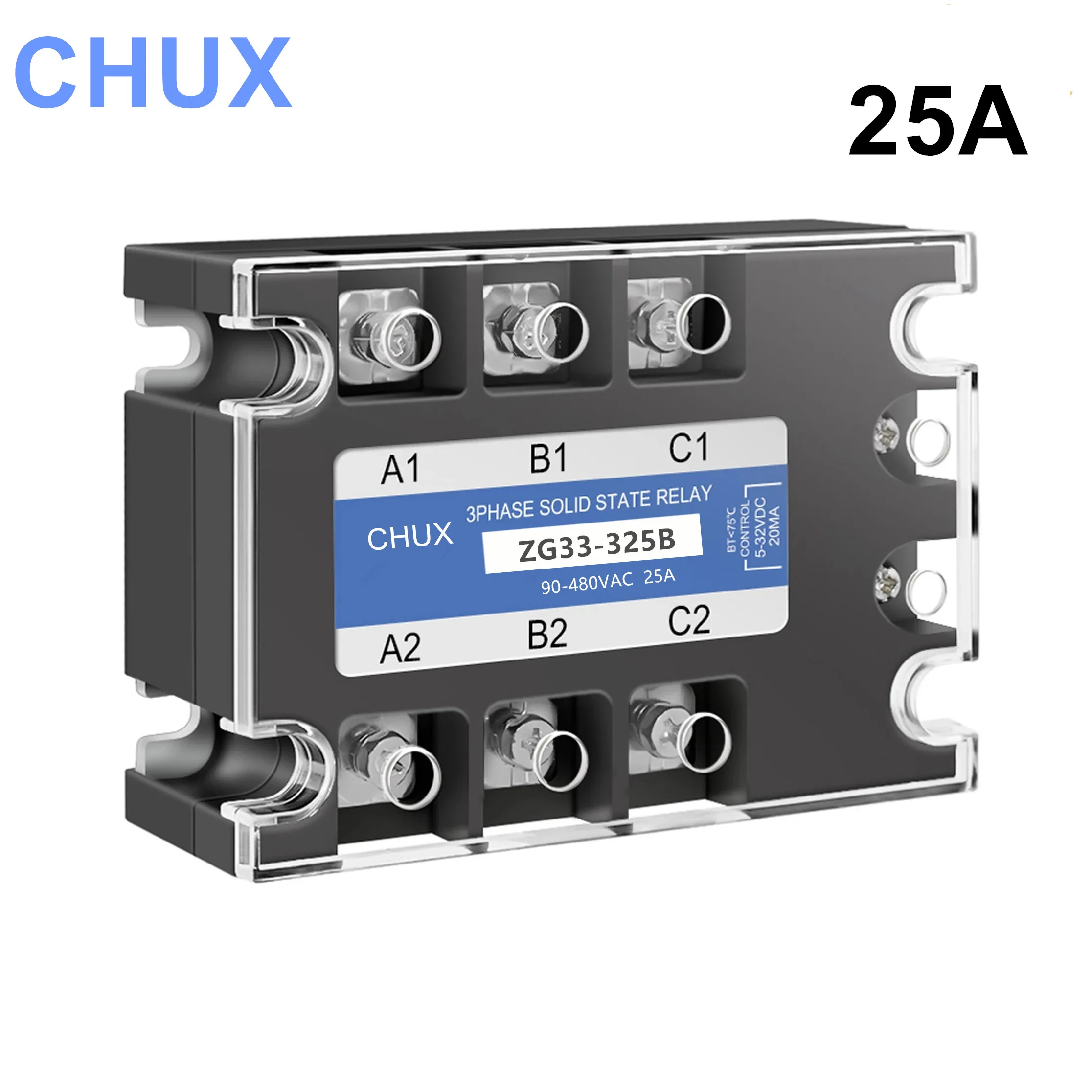 CHUX Three Phase Solid State Relay 25A DC Control AC 3 Phase SSR 25DA ZG33-325B SSR RELAY
CHUX Three Phase Solid State Relay 25A DC Control AC 3 Phase SSR 25DA ZG33-325B SSR RELAY