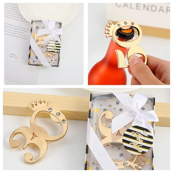 

(25Pcs/lot) 30th Gold Wedding gifts of 70th Digits Bottle Openers For 40th Bridal shower Beer Party Favors and 50th gifts