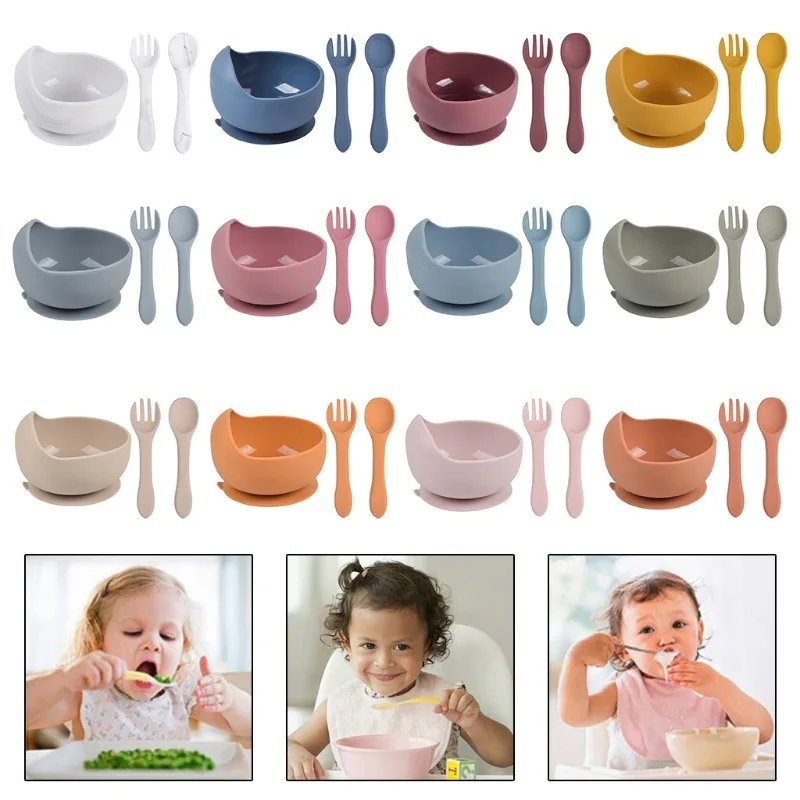 3pcs/set Baby Silicone Food Supplementary Children's Tableware Solid Bowl Spoon And Fork plate Suit kids Dinnerware Accessories
3pcs/set Baby Silicone Food Supplementary Children's Tableware Solid Bowl Spoon And Fork plate Suit kids Dinnerware Accessories