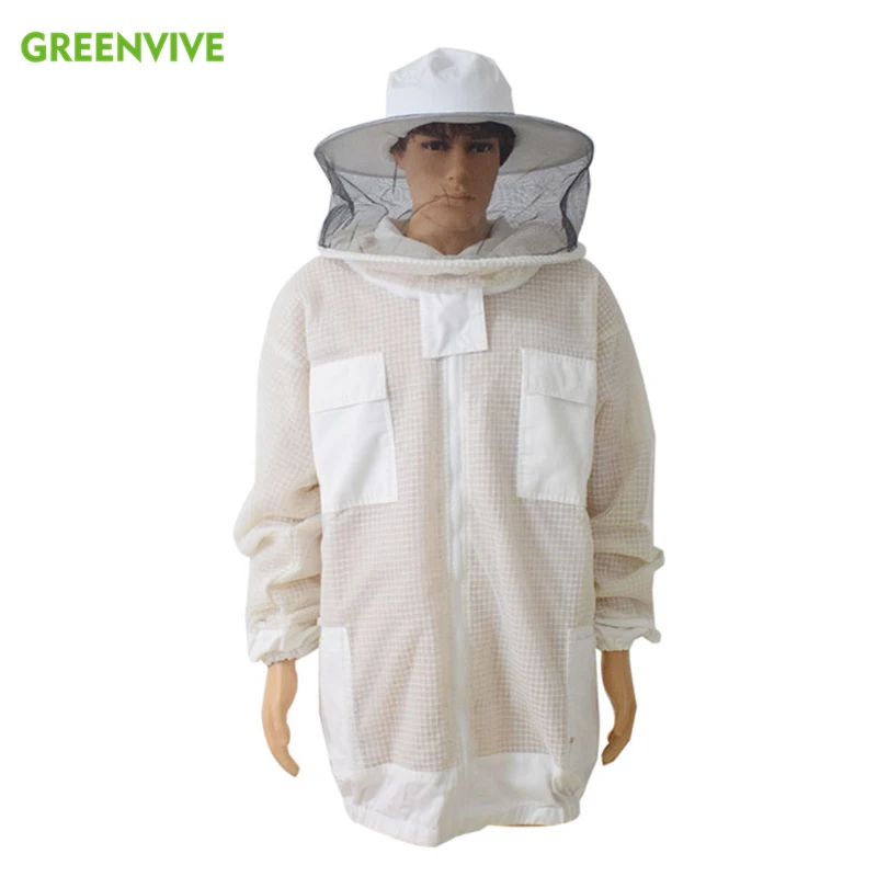 

Beekeeping Ventilated Jacket Professional Anti Bee Suit 3 Layer Air-through Protective Clothing Bee Suit with Removable Hat