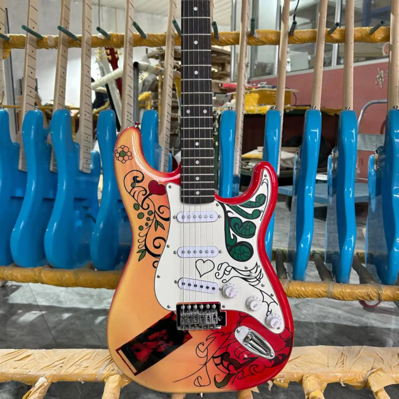 

Электрическая гитара F-ST, фингерборд из палисандра, 21 лад, корпус из красного дерева, 6-струнная гитара, популярная гитара, Bluetooth