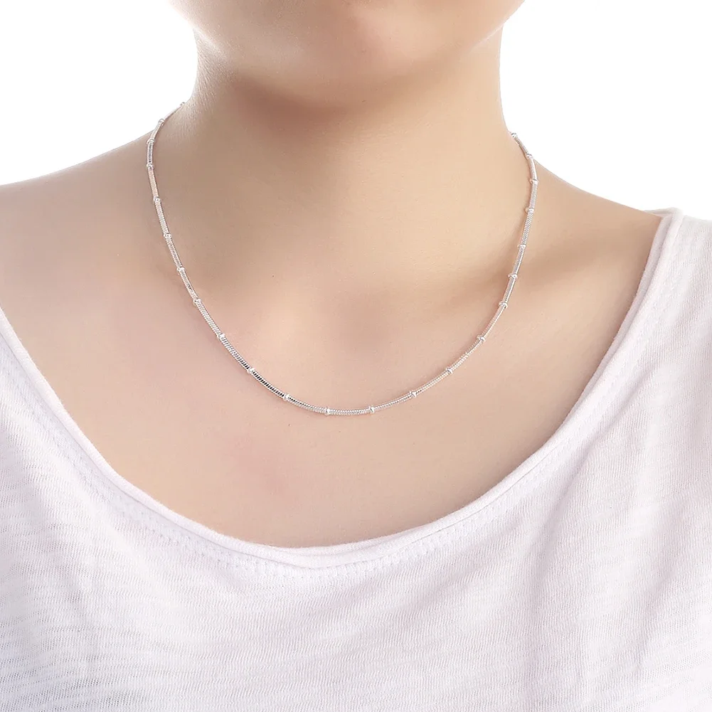 925 Sterling Silver Snake Chain Beautiful Simple Bead Necklace for Women Luxury Fashion Party Wedding Accessories Jewelry Gifts
925 Sterling Silver Snake Chain Beautiful Simple Bead Necklace for Women Luxury Fashion Party Wedding Accessories Jewelry Gifts