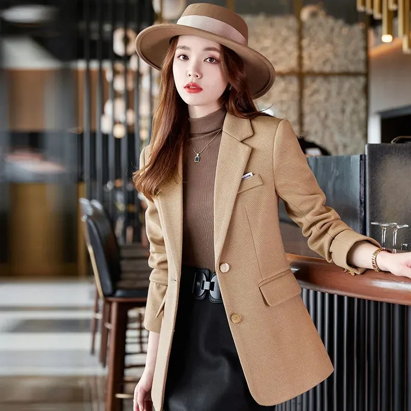 

Fashion Green Khaki Black Suit Jacket Women's Blazer Spring Autumn Jackets Quilted Winter Suit Coat Female Tops Casaco Feminino