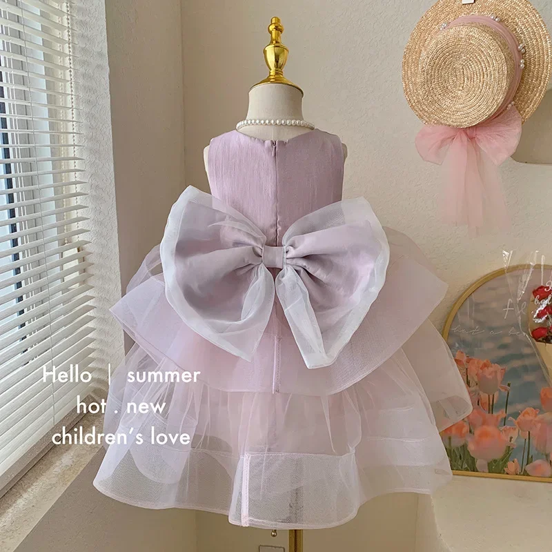 

Children's Clothing Girl's Dress Summer 2024 New Patchwork Mesh Suspender Sweet Dress For Girls