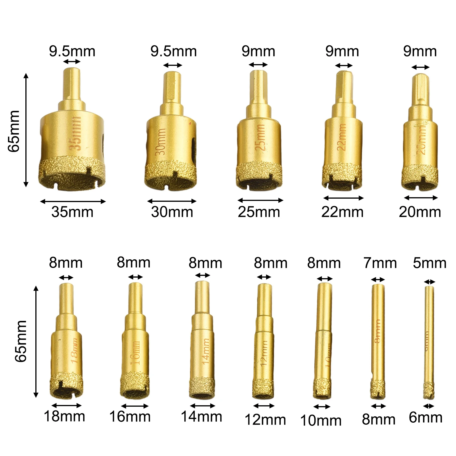 12Pcs Diamond Coated Drill Bits Set 6-35mm Glass Drill Hole Opener Positioning Reamer Drill Bit For Tile Marble Ceramic
12Pcs Diamond Coated Drill Bits Set 6-35mm Glass Drill Hole Opener Positioning Reamer Drill Bit For Tile Marble Ceramic