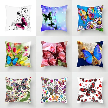 Floral Butterfly Series Pillowcase Living Room Sofa Office Waist Cushion Cover Wedding party decoration Home decor