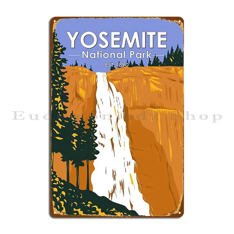 

Yosemite National Park Nevada Falls California Vintage Metal Sign Decoration Create Wall Cave Living Room Tin Sign Poster