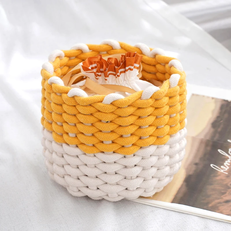 New Nordic Cotton Rope Woven Small Storage Basket Desktop Sundries Cosmetic Make Up Toys Remote Control Organizer Box Home Decor
New Nordic Cotton Rope Woven Small Storage Basket Desktop Sundries Cosmetic Make Up Toys Remote Control Organizer Box Home Decor