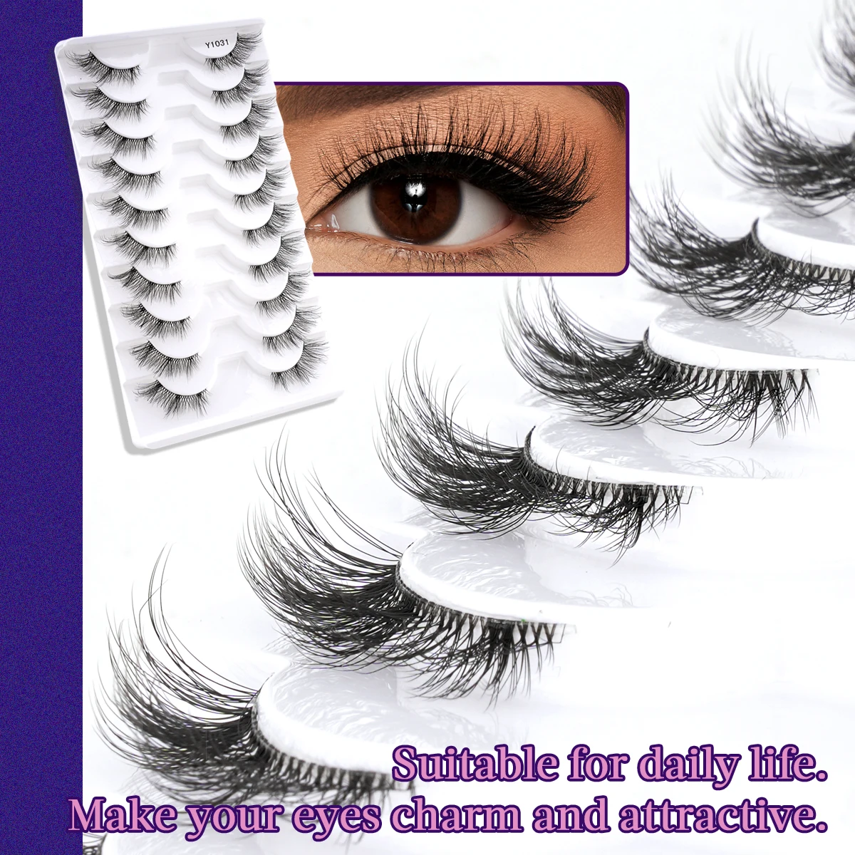 Lanjinglin 3/10 pairs 3D Mink Lashes Faux Mink Fluffy Lash Soft Full Thick Wispy Eyelash Dramatic False Eyelashes Makeup 13 S853283581e0c404b960d3ce8fb06da1bw