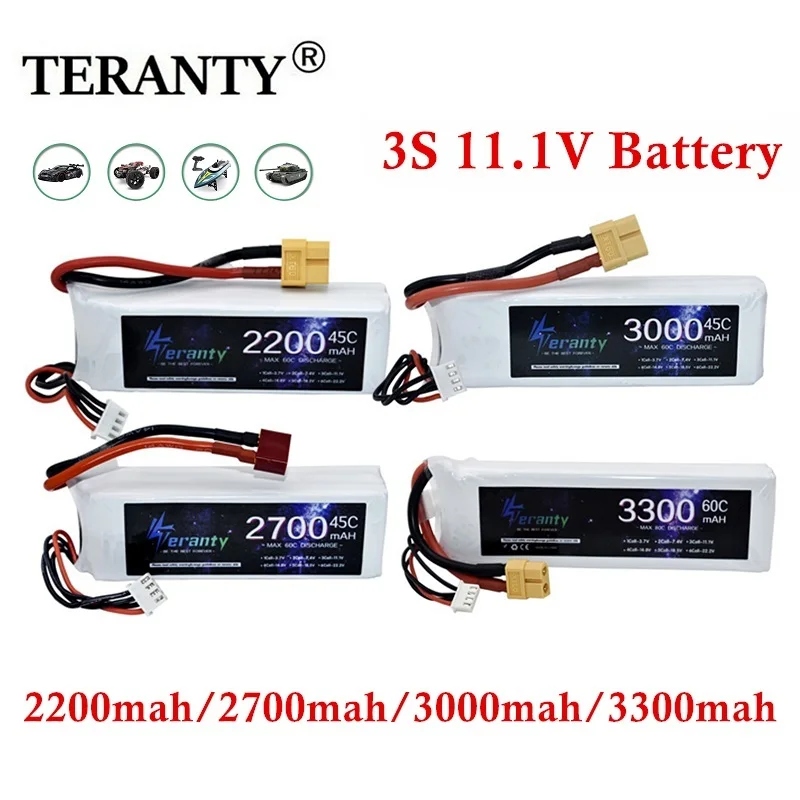 

3S 11.1V Lipo Battery 2200mAh 2700mah 3000mah 3300mah 45C/60C For RC Airplane Helicopter Quadcopter FPV Drone Car Racing Hobby