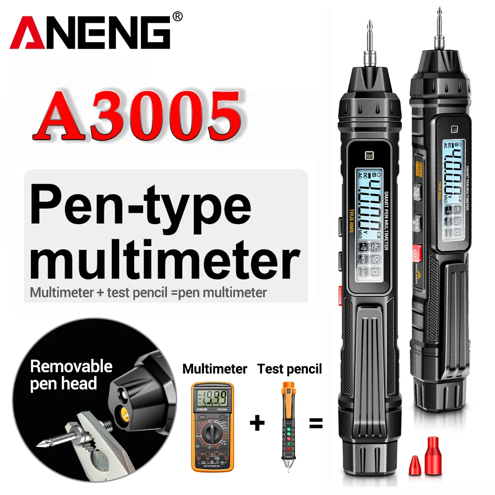 ANENG A3005 Digital Multimeter Pen Type 4000 Counts Professional Meter Non-Contact Auto AC/DC Voltage Ohm Diode Tester For Tool
ANENG A3005 Digital Multimeter Pen Type 4000 Counts Professional Meter Non-Contact Auto AC/DC Voltage Ohm Diode Tester For Tool