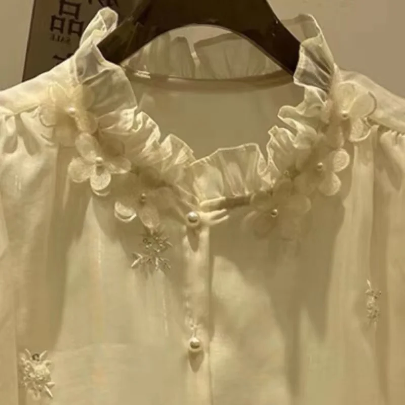 Counter Quality Beads Sequines Stitch Embroidery Shirts and Blouses For Women Spring 2024 Long Sleeve Bright Silk Top blusas
Counter Quality Beads Sequines Stitch Embroidery Shirts and Blouses For Women Spring 2024 Long Sleeve Bright Silk Top blusas