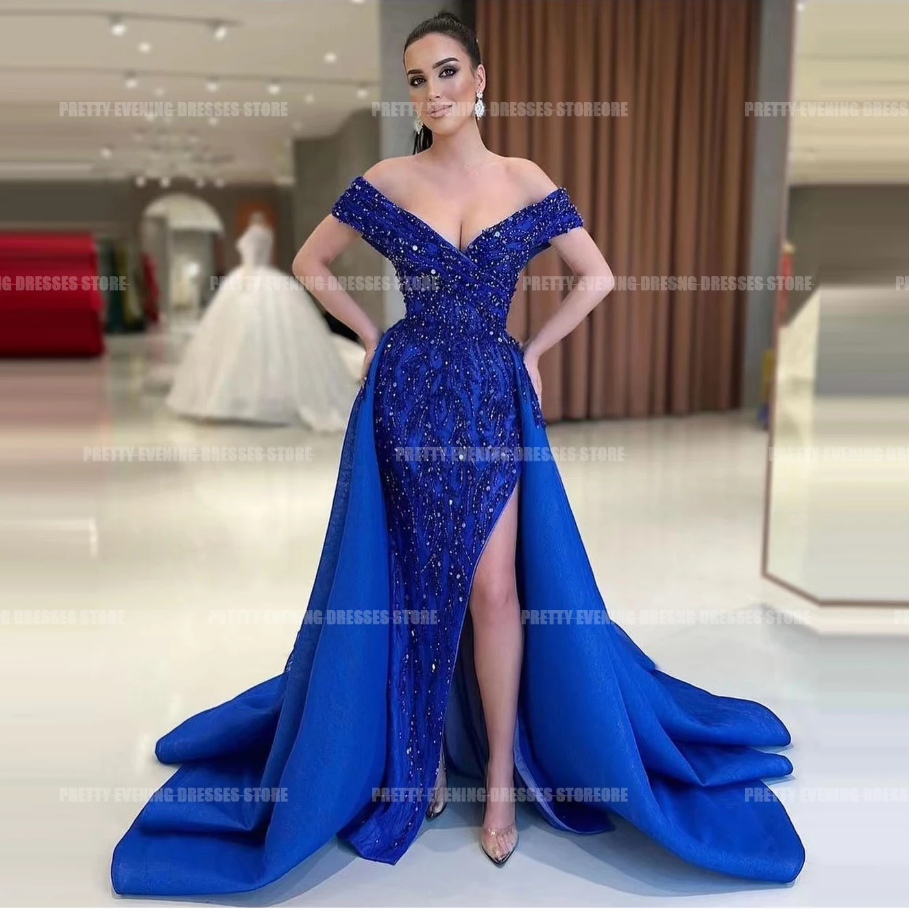 Luxury Sexy Evening Dresses Mermaid Woman's Formal Off Shoulder V Neck Side Split Satin Beach Party Prom Gowns Vestidos De Festa
Luxury Sexy Evening Dresses Mermaid Woman's Formal Off Shoulder V Neck Side Split Satin Beach Party Prom Gowns Vestidos De Festa