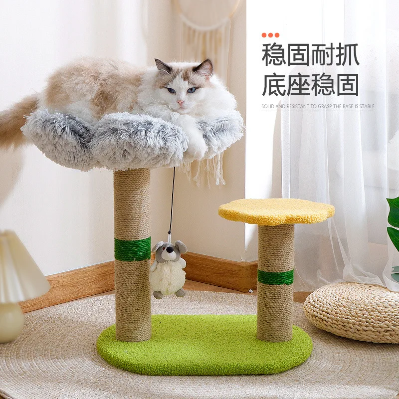 

Cat Climbing Frame Scratching Board, Integrated Cat Litter, Sisal Grabbing Column, Jumping Shelf, Wear-Resistant Scratching Toy