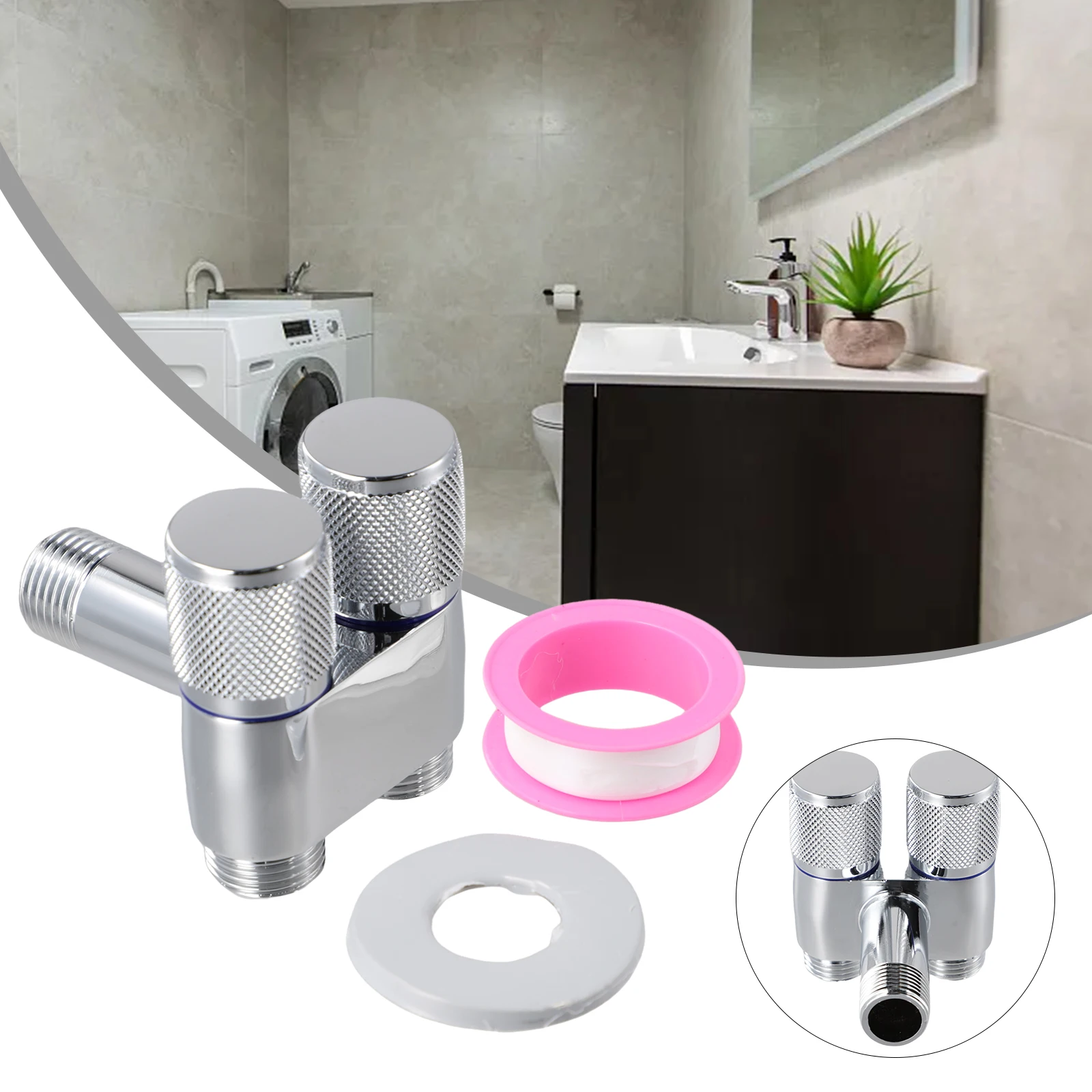 

Toilet Bidet Sprayer Triangle Valve 1 In Two Double Control Faucet G1/2 Metal Handle Rotary Switch Shower Head