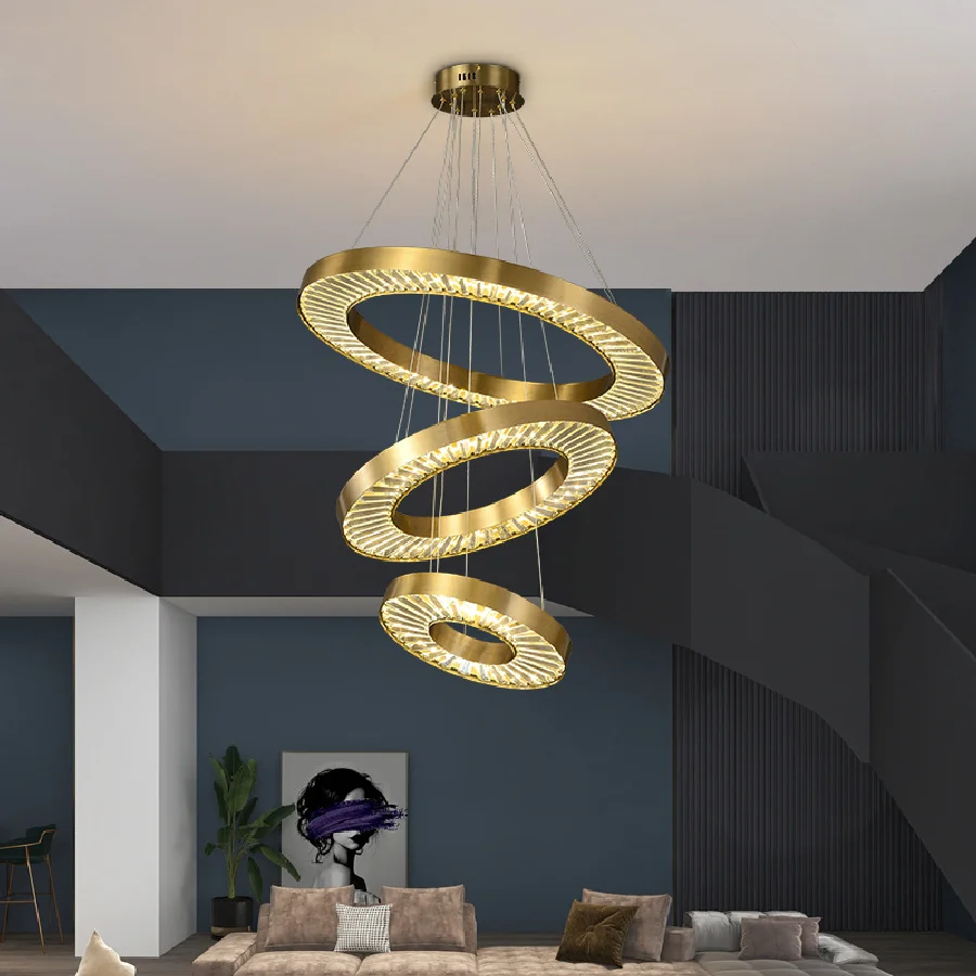 New Modern Crystal Gold Ring LED Chandelier Lighting for Bedroom Dining Living Room Dimmable with Remote Control Indoor Lighting
New Modern Crystal Gold Ring LED Chandelier Lighting for Bedroom Dining Living Room Dimmable with Remote Control Indoor Lighting