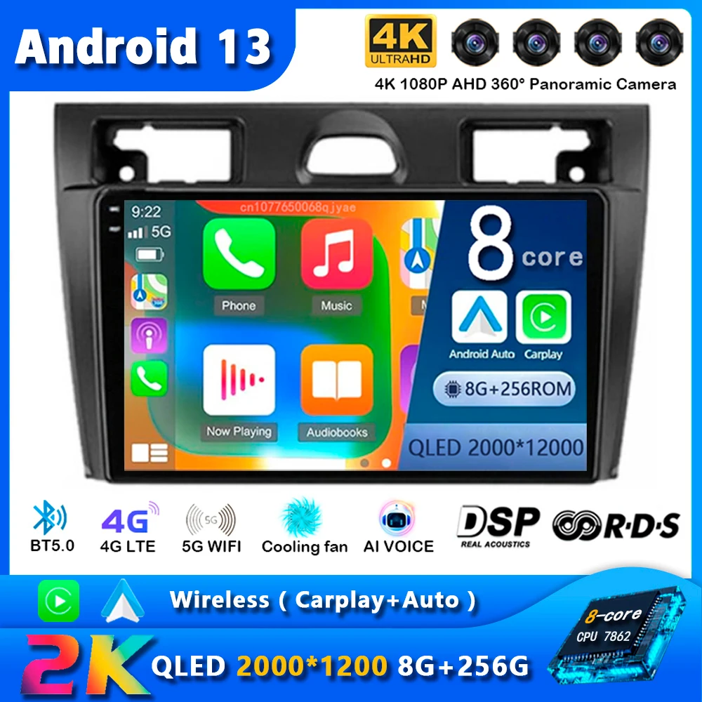 

Android 13 For Ford Fiesta Mk VI 5 Mk5 2002 - 2008 Car Radio Navigation Multimedia Player GPS WiFi+4G DSP wireless Carplay Auto