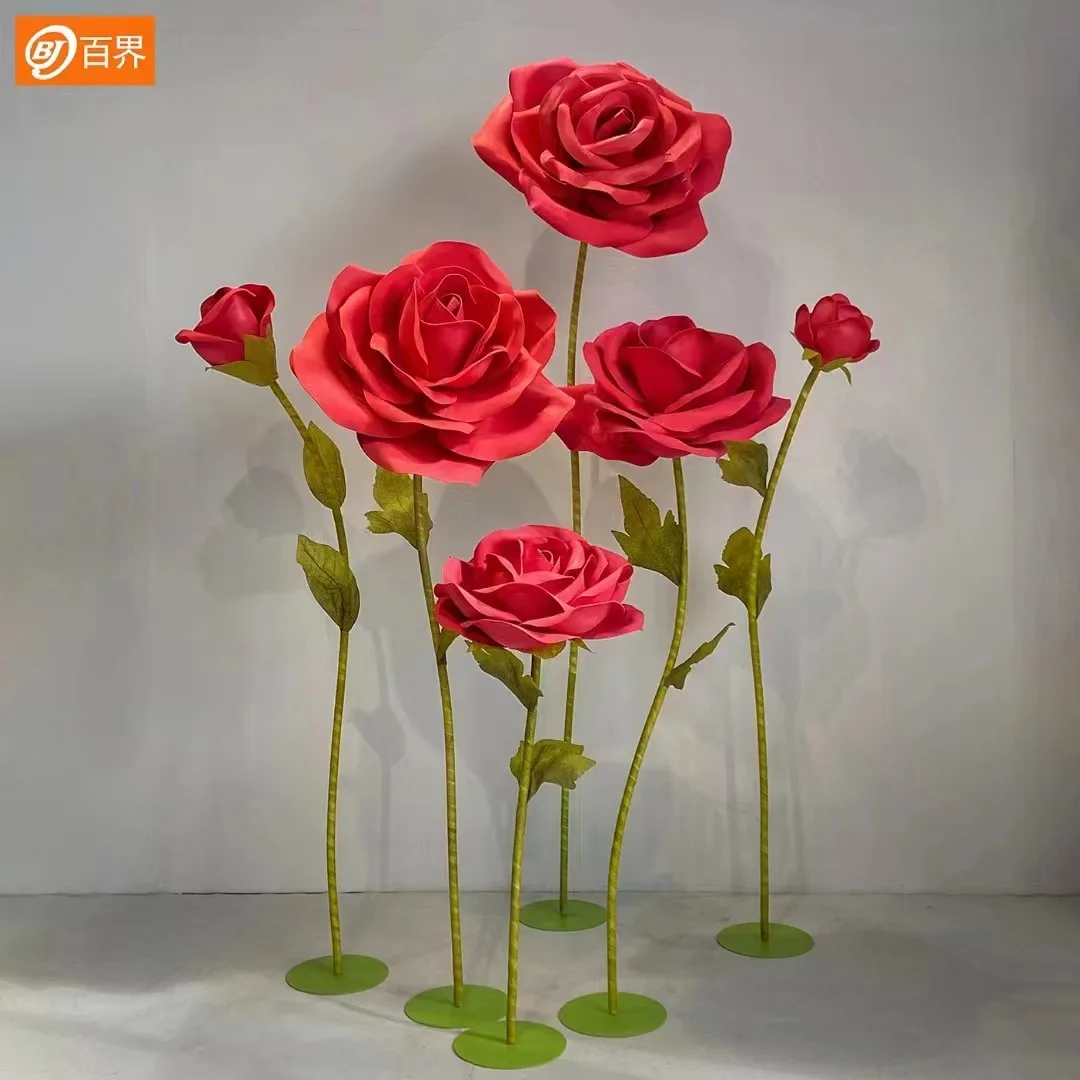

Giant Handmade Paper Flower Sets Set in Combination with Shopping Mall Layout Display Windows Beauty Wedding Decoration Props
