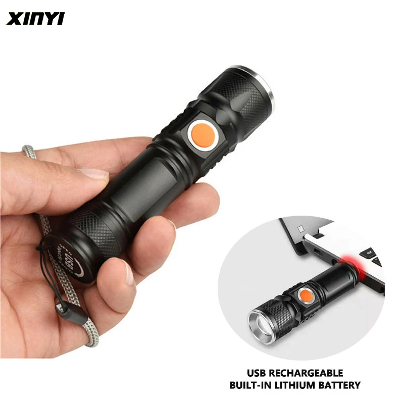 

Mini Portable USB Rechargeable LED Flashlight Torch Outdoor Camping Light Waterproof Zoomable Lamp Bicycle 3Mode Handy Light