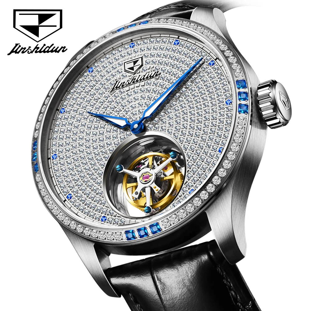 

Full Diamond Watch JSDUN Mechanical Watch for Man Business Dress Wristwatch Tourbillon Movement Waterpoof Luminous Hand Clock