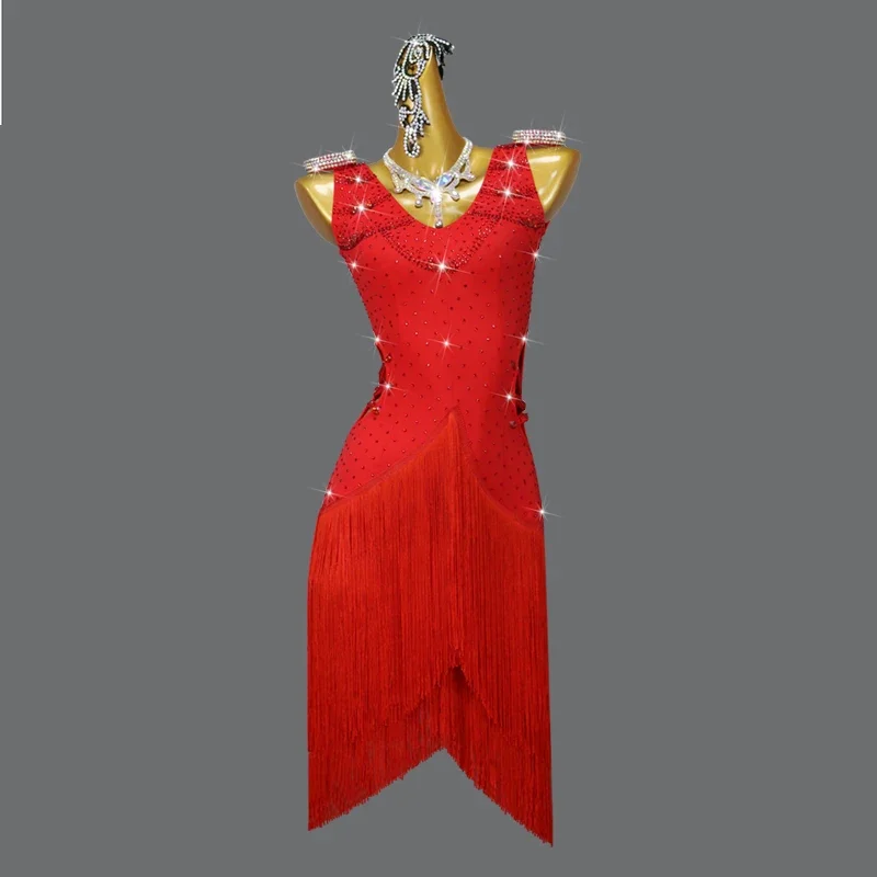 

Latin Dance Competition Dress Dancing Practice Clothing Stage Costume Women Fringed Skirt Suit Outfit 2023 Ballroom Samba Wear