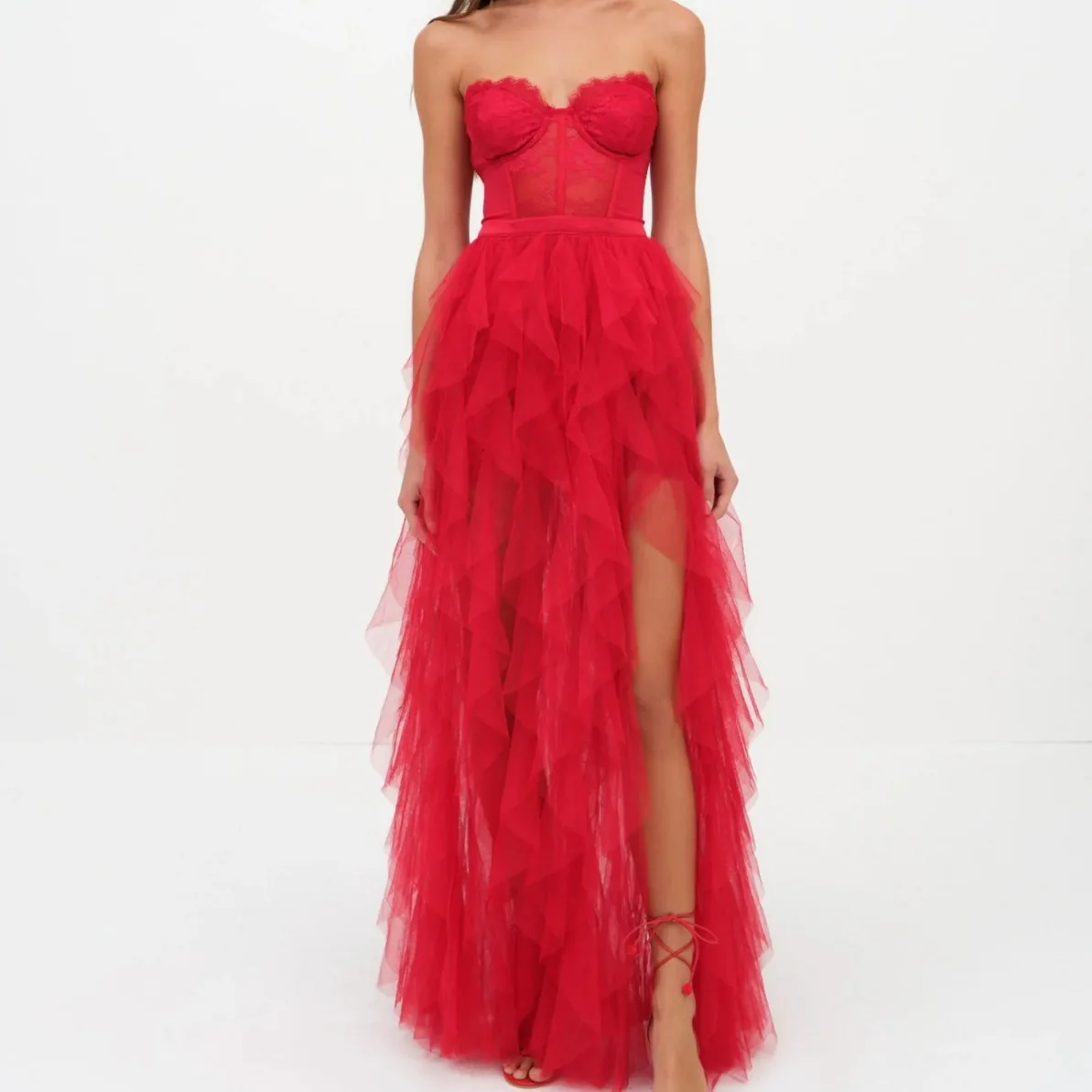 High Quality 4Colors Women's Elegant Lace Mesh Irregular Ruffle Edge Long Dress Sexy Strapless Evening Club Party Maxi Vestidos
High Quality 4Colors Women's Elegant Lace Mesh Irregular Ruffle Edge Long Dress Sexy Strapless Evening Club Party Maxi Vestidos