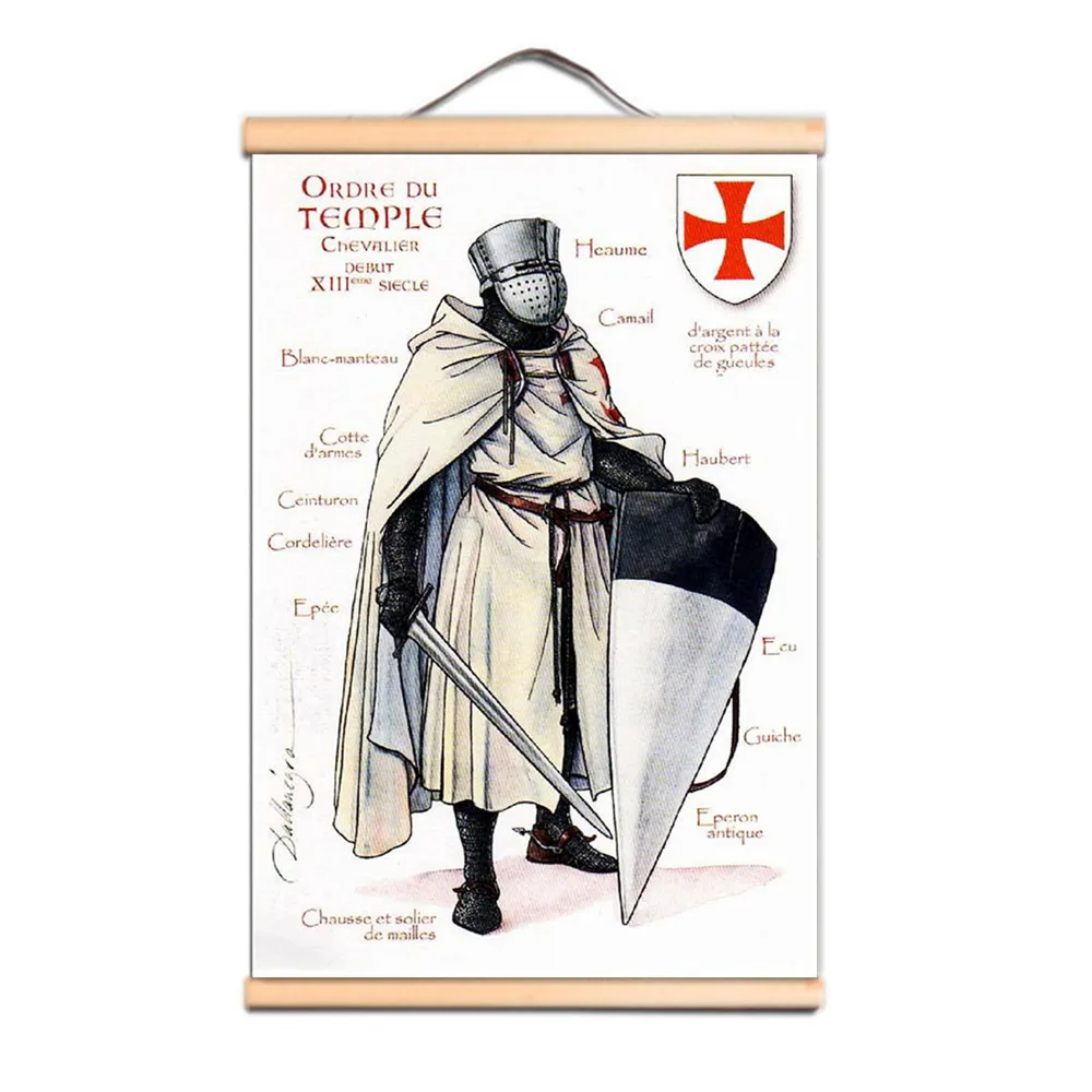 

Рыцари Templar художественные постеры холст свиток живопись с твердой древесиной ось крестовки настенный подвесной флаг винтажный Декор роспись для дома