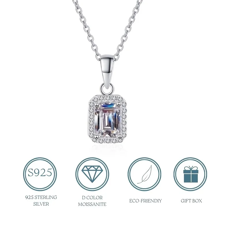 925 Sterling Silver Necklace Women's Group Set Rectangular Chamfered Moissanite Pendant Gilded With 18K Gold Plated
925 Sterling Silver Necklace Women's Group Set Rectangular Chamfered Moissanite Pendant Gilded With 18K Gold Plated
