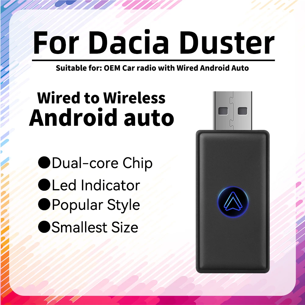 

Newest Mini Android Auto Wireless Adapter for Dacia Duster USB Type-C Dongle Smart AI Box Car OEM Wired Android Auto to Wireless