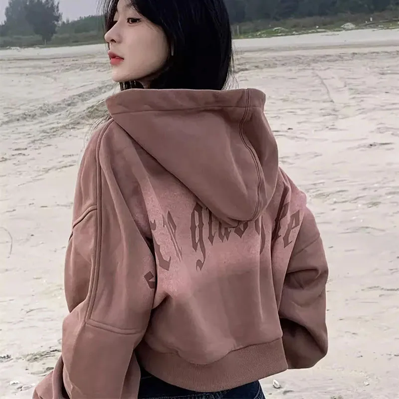 Gidyq Women Streetwear Hoodies Korean Fashion Letter Print Cropped Sweatshirt Y2K Casual Female All Match Double Zipper Coat New
Gidyq Women Streetwear Hoodies Korean Fashion Letter Print Cropped Sweatshirt Y2K Casual Female All Match Double Zipper Coat New
