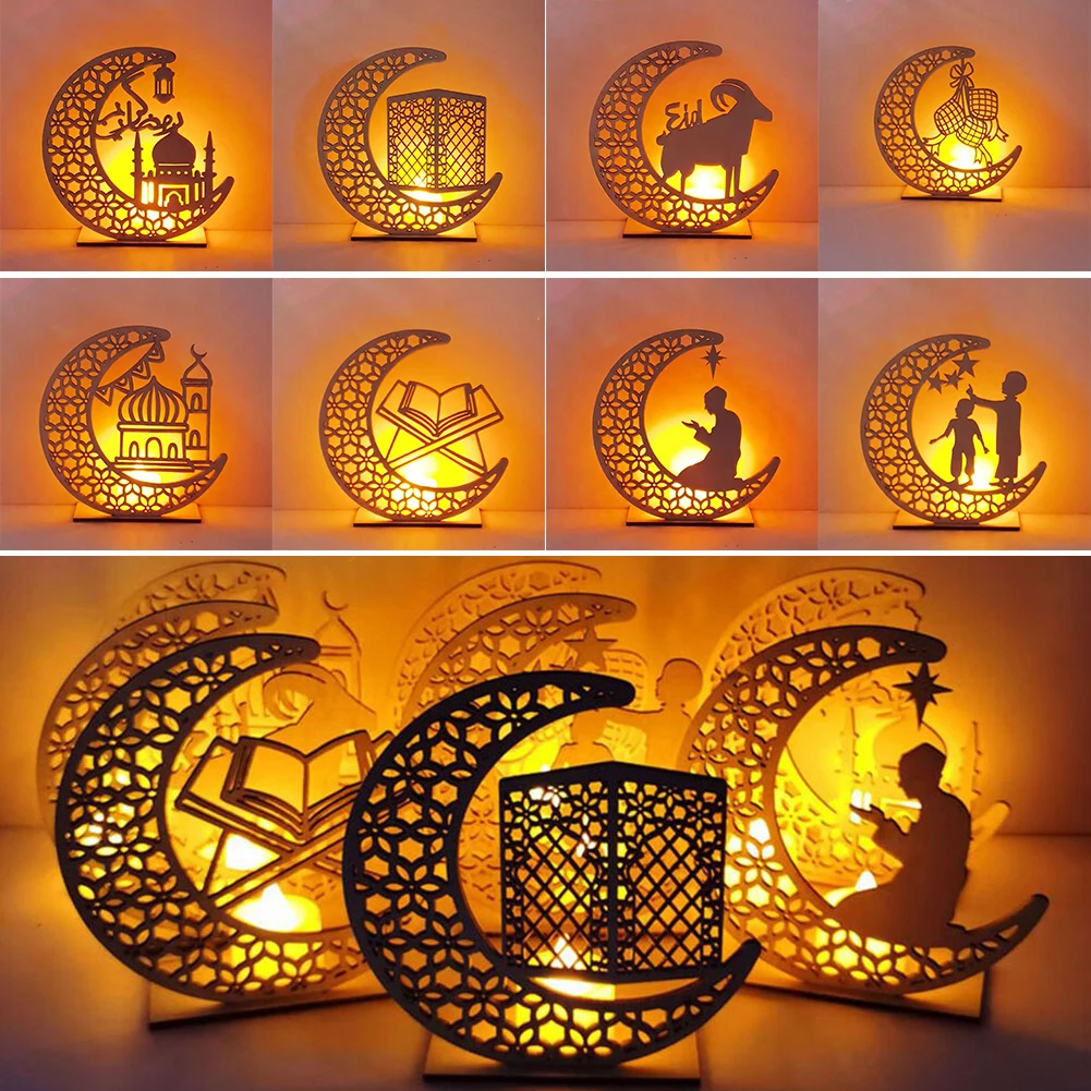 Elegant Eid Mubarak Ramadan Wooden Candle Lights Gifts For Decoration Moon Pentagram Ornaments For Holiday DIY
Elegant Eid Mubarak Ramadan Wooden Candle Lights Gifts For Decoration Moon Pentagram Ornaments For Holiday DIY