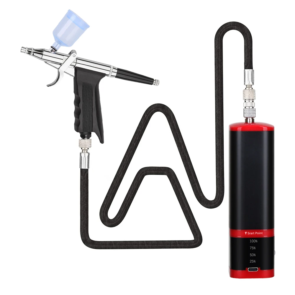 

Personal Cordless Airbrush With Compressor Kit Replace Battery Noiseless Super Works High Power Type C USB Pneumatic Tool
