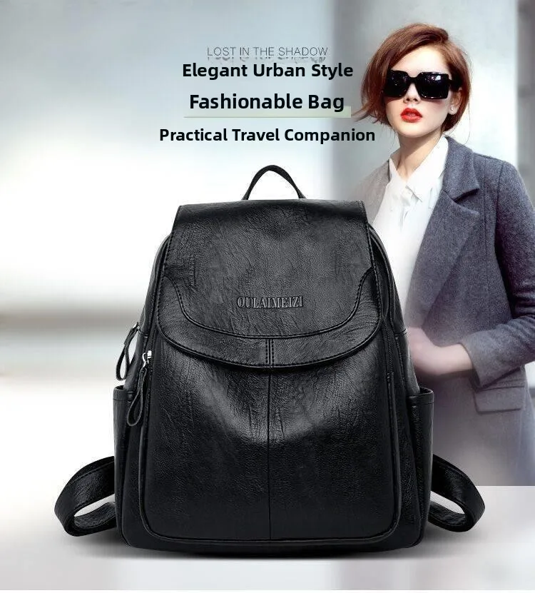 Women's Large Capacity Casual PU Leather Backpack Versatile Shoulder Bag Can Be Stickered for Labeling Work Leisure Travel Women's Large Capacity Casual PU Leather Backpack Versatile Shoulder Bag Can Be Stickered for Labeling Work Leisure Travel