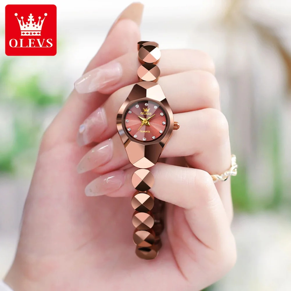 OLEVS-Montre à Quartz Étanche en Acier au Tungstène pour Femme, Horloge Décontractée, Simple, Originale, Coffret Cadeau Exquis 3
