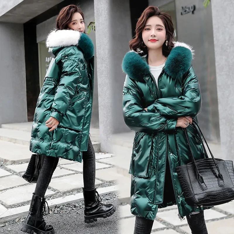 Parkas Women Down Jacket 2022 Winter New Hooded Warm Long Fur Collar White Duck Coat Female Casual Korean Loose Wash-free Shiny
Parkas Women Down Jacket 2022 Winter New Hooded Warm Long Fur Collar White Duck Coat Female Casual Korean Loose Wash-free Shiny