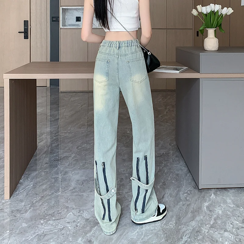 Blue Jeans Women Zipper Vintage High Waisted Y2K Style American Streetwear Wide Leg Pants Fashion Straight Summer Female Trouser
Blue Jeans Women Zipper Vintage High Waisted Y2K Style American Streetwear Wide Leg Pants Fashion Straight Summer Female Trouser