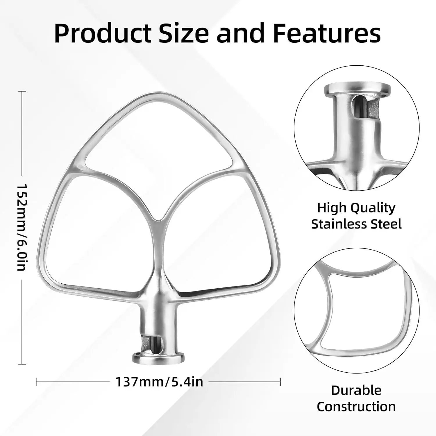 4.5-5QT Stainless Steel Flat Beater for KitchenAid Stand Mixer, Kitchen Aid Paddle Attachment Accessories/No coating/Dishwasher
4.5-5QT Stainless Steel Flat Beater for KitchenAid Stand Mixer, Kitchen Aid Paddle Attachment Accessories/No coating/Dishwasher