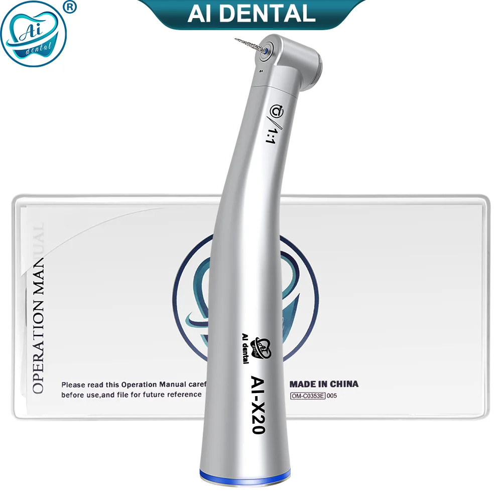 

AI-X20 Non-Optic Dental 1:1 Direct Drive Contra Angle Low Speed Handpiece Blue Ring E-Type Connection Single Water Spray Tool