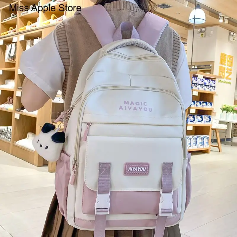 

Школьный рюкзак для девочек, милый нейлоновый женский дорожный портфель для учебников, Модный милый Модный женский дорожный ранец для ноутбука для колледжа