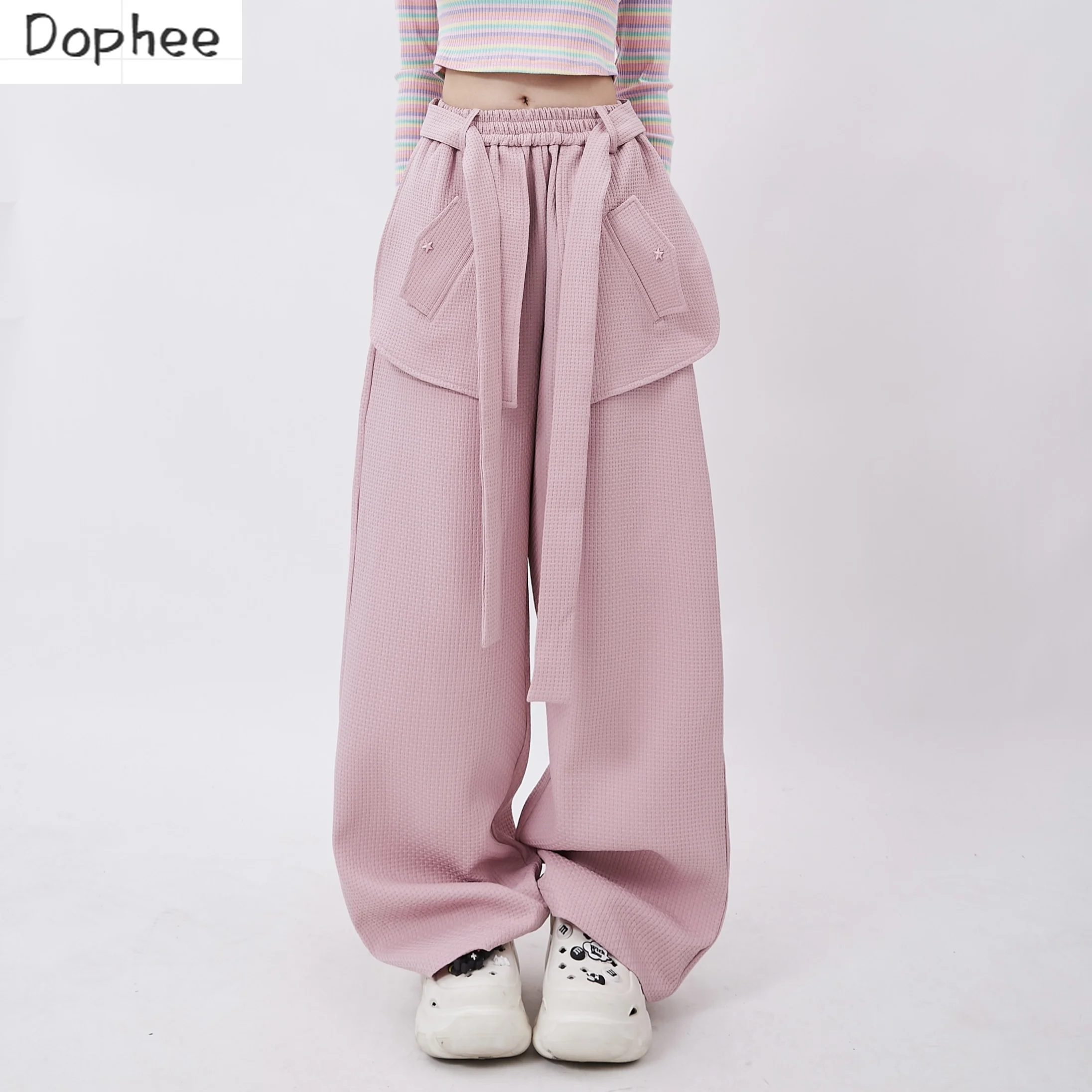 Dophee Autumn Casual Trousers for Women Vintage Lace-up Elastic Waist Pink Cargo Pants All-match Loose Straight Dance Pants
Dophee Autumn Casual Trousers for Women Vintage Lace-up Elastic Waist Pink Cargo Pants All-match Loose Straight Dance Pants
